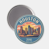 Houston Texas vintage Magneet (Voorkant / Achterkant)