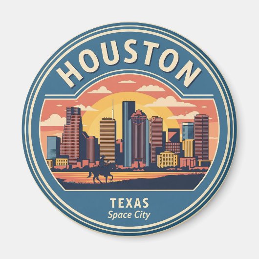 Houston Texas vintage Magneet (Voorkant)