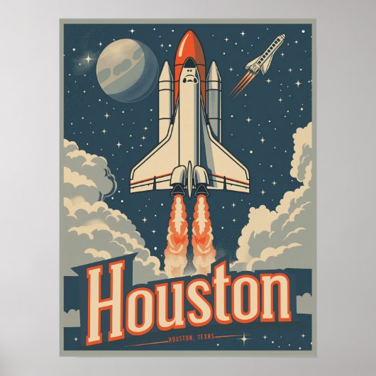 Houston, Texas Vintage Poster (Voorkant)