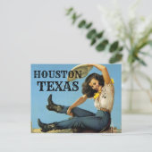 HOUSTON Texas Vintage reis Cowgirl Briefkaart (Staand voorkant)