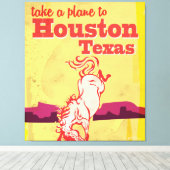 Houston, Texas Vintage Reisposter Canvas Afdruk (Insitu (Houten vloer))