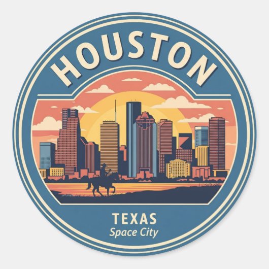 Houston Texas vintage Ronde Sticker (Voorkant)