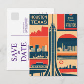 Houston, Texas, vintage Save The Date (Voorkant / Achterkant)