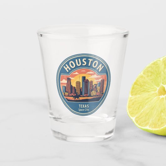Houston Texas vintage Shot Glas (Voorkant)