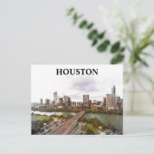 Houston Texas Vintage Travel City Waterverf Briefkaart (Staand voorkant)