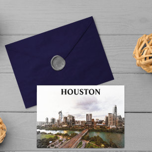 Houston Texas Vintage Travel City Waterverf Briefkaart