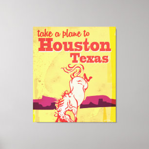 Houston, Texas Vintage Travel Poster Canvas Afdruk
