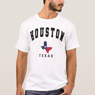 Houston, Texas Vlaggenkaart Mannen T-shirt