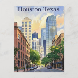 Houston Texas waterverf Briefkaart