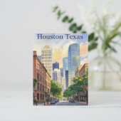 Houston Texas waterverf Briefkaart (Staand voorkant)