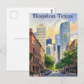 Houston Texas waterverf Briefkaart (Voorkant / Achterkant)