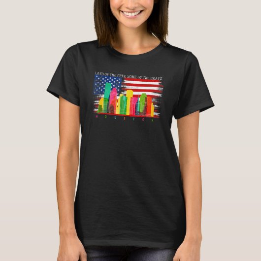 Houston Texas Waterverf Skyline Home State Souven T-shirt (Voorkant)