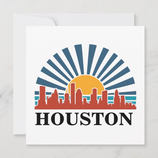 Houston Texas Zonsondergang Retro Reizen (Voorkant)