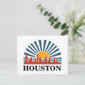 Houston Texas  Zonsondergang Retro Reizen Briefkaart (Staand voorkant)