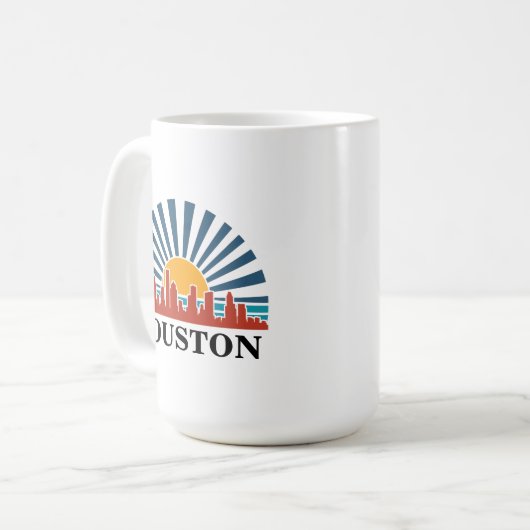 Houston Texas  Zonsondergang Retro Reizen Koffiemok (Voorkant links)