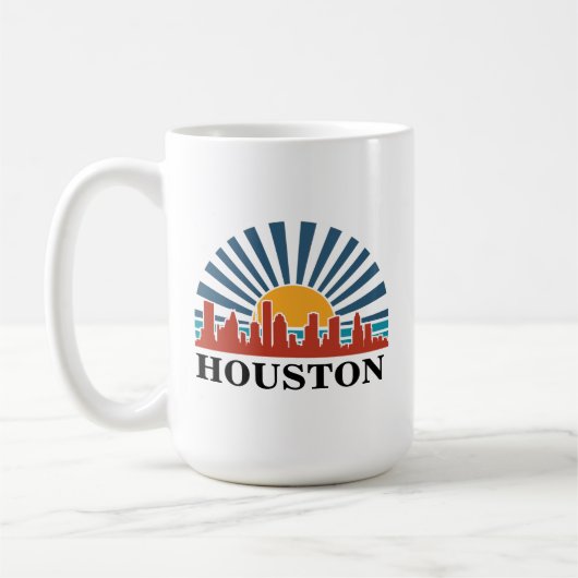 Houston Texas  Zonsondergang Retro Reizen Koffiemok (Links)