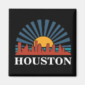 Houston Texas  Zonsondergang Retro Reizen Magneet (Voorkant)