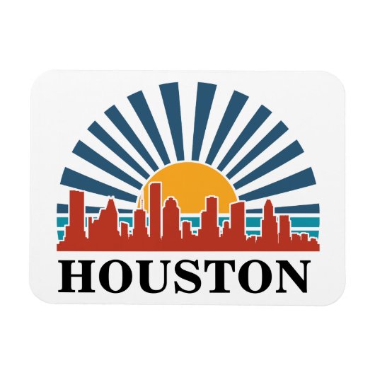 Houston Texas  Zonsondergang Retro Reizen Magneet (Horizontaal)