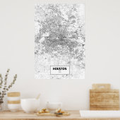 Houston, Texas (zwart op wit) Poster (Keuken)