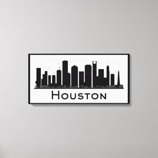 Houston, Texas | Zwarte en witte veldlijn Canvas Afdruk (Voorkant)