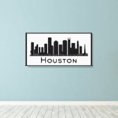 Houston, Texas | Zwarte en witte veldlijn Canvas Afdruk (Insitu (Houten vloer))