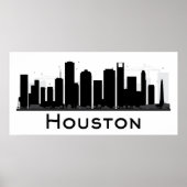 Houston, Texas | Zwarte en witte veldlijn Poster (Voorkant)