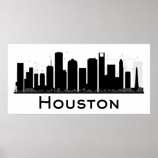 Houston, Texas | Zwarte en witte veldlijn Poster (Voorkant)