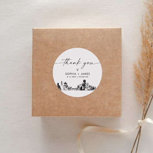 Houston Thank You Favor 3" (vel van 6) Ronde Sticker