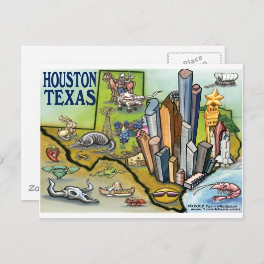 Houston TX Briefkaart (Voorkant / Achterkant)
