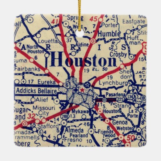 Houston TX  Map Keramisch Ornament (Achterkant)