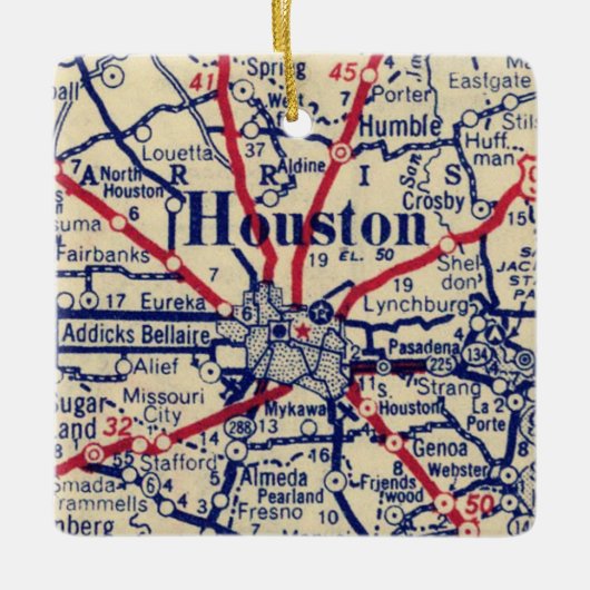 Houston TX  Map Keramisch Ornament (Voorkant)