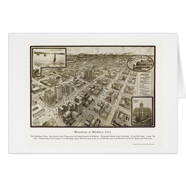 Houston, TX Panoramic Map - 1912 (Voorkant Horizontaal)