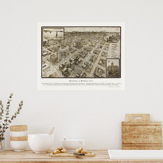 Houston, TX Panoramic Map - 1912 Poster (Keuken)