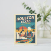 Houston TX Retro 1950s Reis  Briefkaart (Staand voorkant)