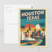 Houston TX Retro 1950s Reis  Briefkaart (Voorkant / Achterkant)