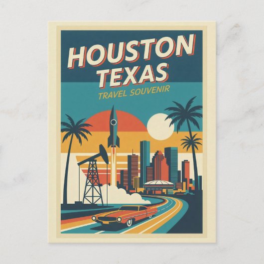 Houston TX Retro 1950s Reis  Briefkaart (Voorkant)