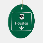 Houston, TX Road Sign Keramisch Ornament (Rechts)