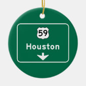 Houston, TX Road Sign Keramisch Ornament (Voorkant)
