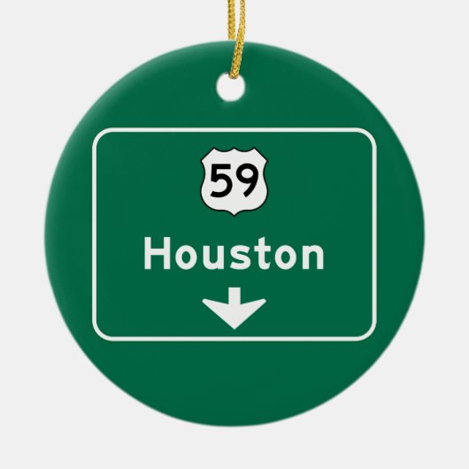 Houston, TX Road Sign Keramisch Ornament (Voorkant)