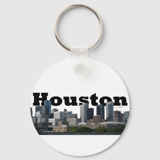 Houston, TX Skyline met Houston in de hemel Sleutelhanger (Voorkant)