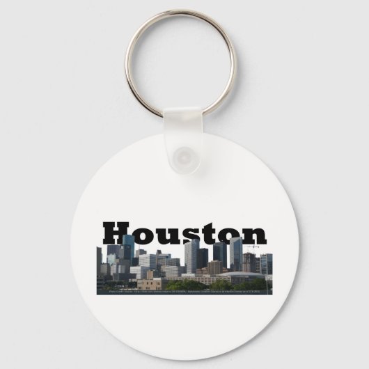 Houston, TX Skyline met Houston in de hemel Sleutelhanger (Voorkant)