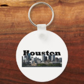 Houston, TX Skyline met Houston in de hemel Sleutelhanger (Voorkant)