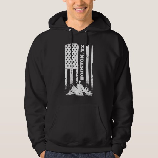 Houston Tx Texas American Patriotic Distress Jul Hoodie (Voorkant)