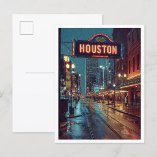 Houston USA Kunst Vintage Illustratie Reizen Briefkaart