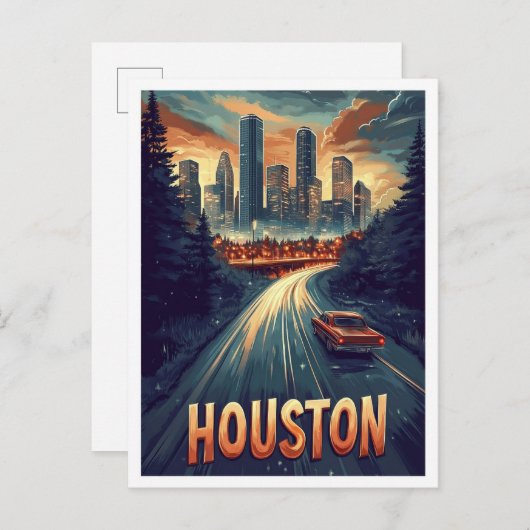 Houston Verenigde Staten  Illustratie Reizen Briefkaart (Voorkant / Achterkant)