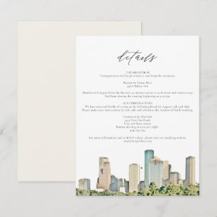HOUSTON Waterverf Skyline Travel Details Kaart