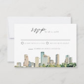 HOUSTON Waterverf Skyline Wedding RSVP Uitnodiging (Voorkant)