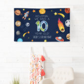 Houston We Have A 10 Jaar Oude 10e Verjaardagsfees Spandoek (Insitu)