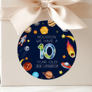 Houston We Have A 10 Year Old 10de Verjaardagsfees Ronde Sticker