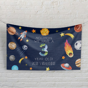 Houston We Have A 3 Jaar Oud 3de Verjaardagsfeestj Spandoek